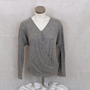 Women's Gray Faux Wrap Sweater Size S